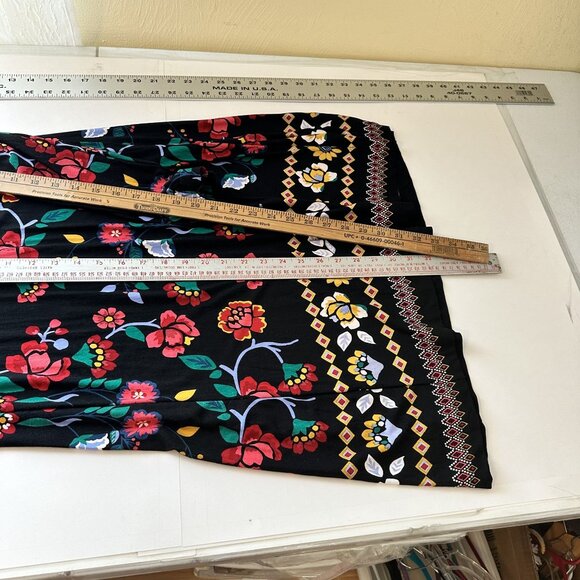 Loft Floral Black Long Sleeve Mini Dress Multicolor Medium Petite Rayon - Picture 4 of 10